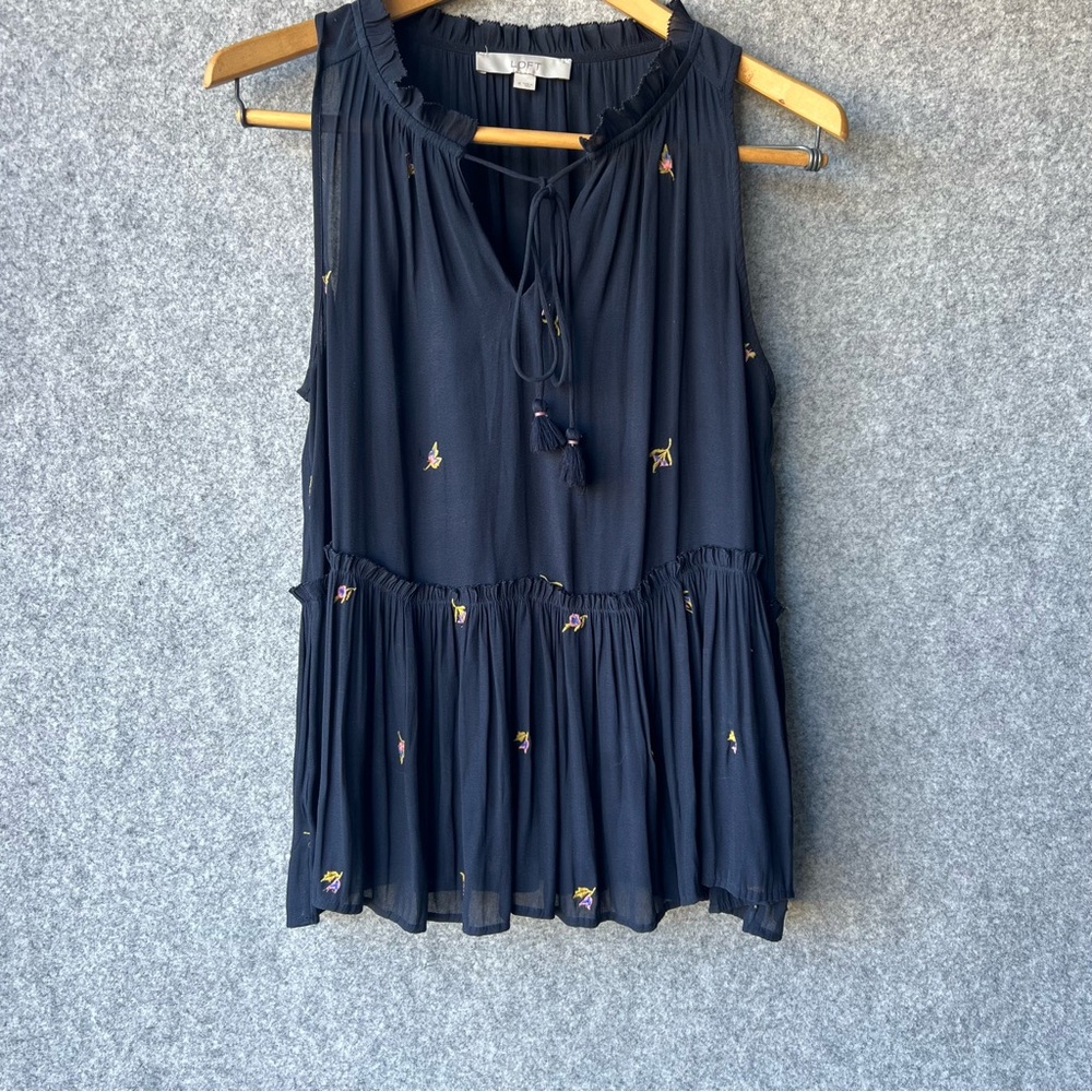 LOFT Navy Sleeveless Tiered Blouse – Size M